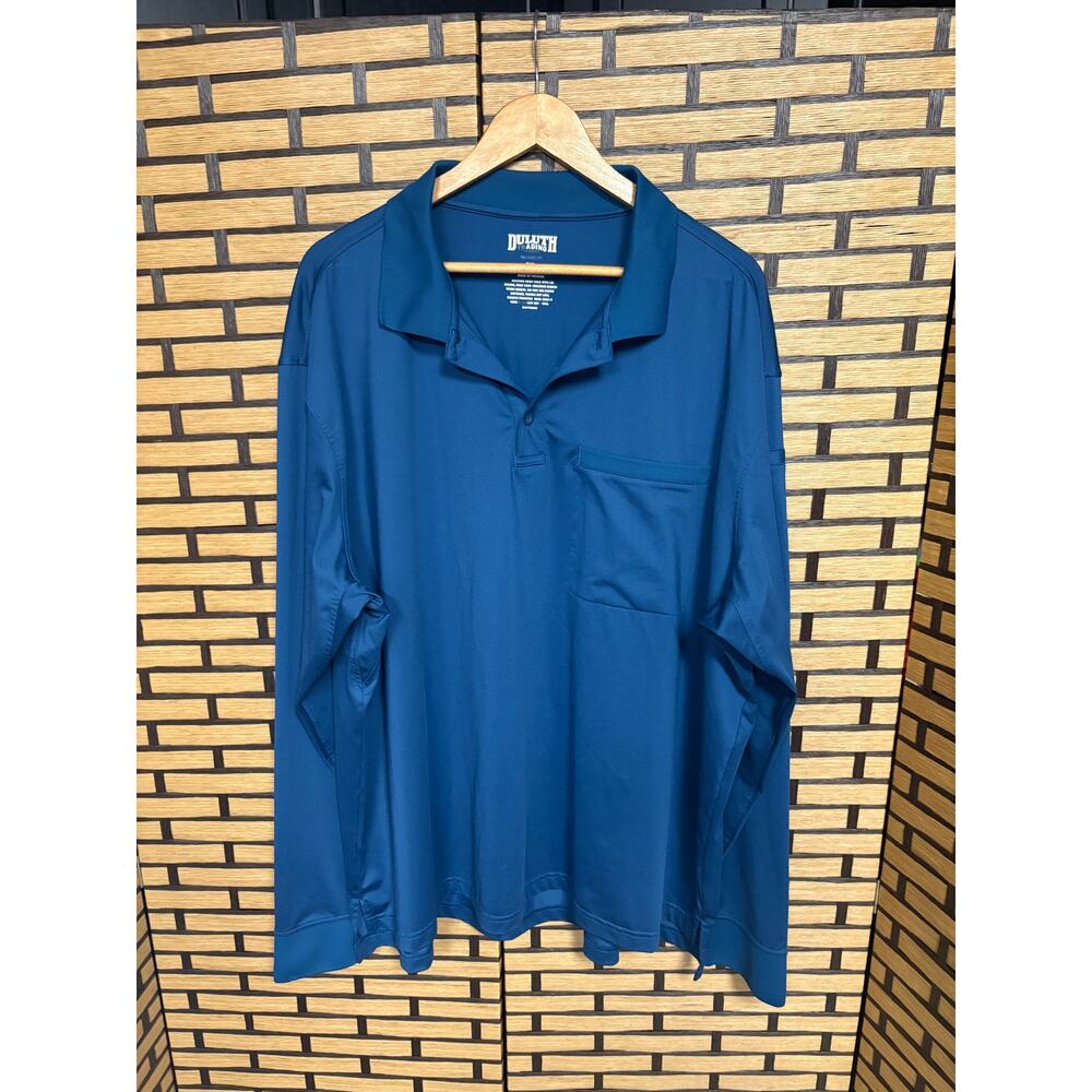 Duluth Trading Co Teal Long Sleeve Polo Size 2X